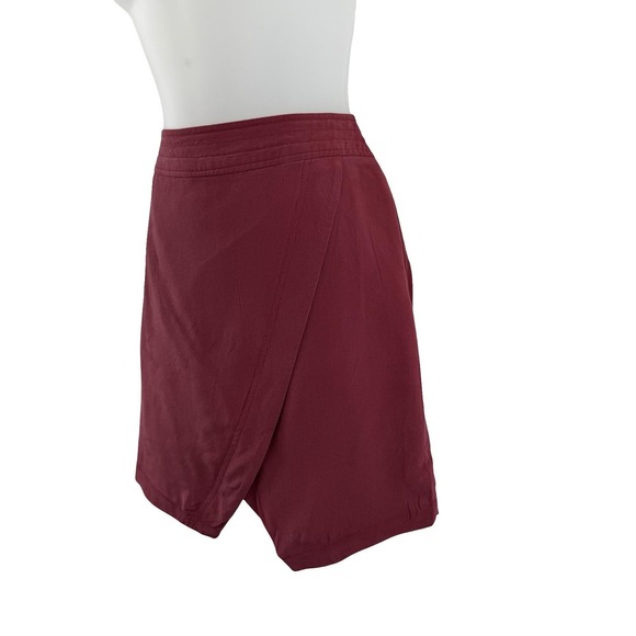 Madewell Skirt Womens Small Burgundy Silk Wrap‎ Front Tulip Hem Lined Holiday - Picture 7 of 15